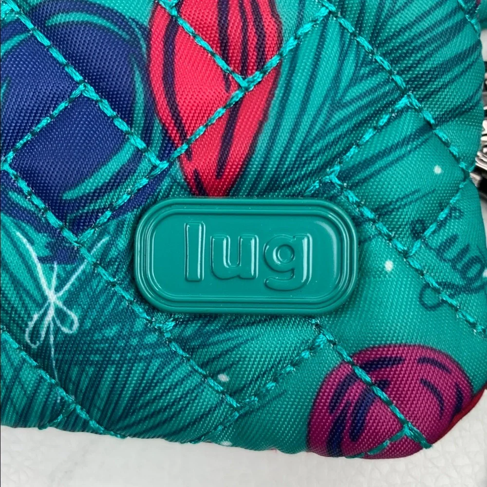 LUG Peekaboo Turquoise Teal Fuschia Purple Crossbody Bag Bells ornament Wristlet